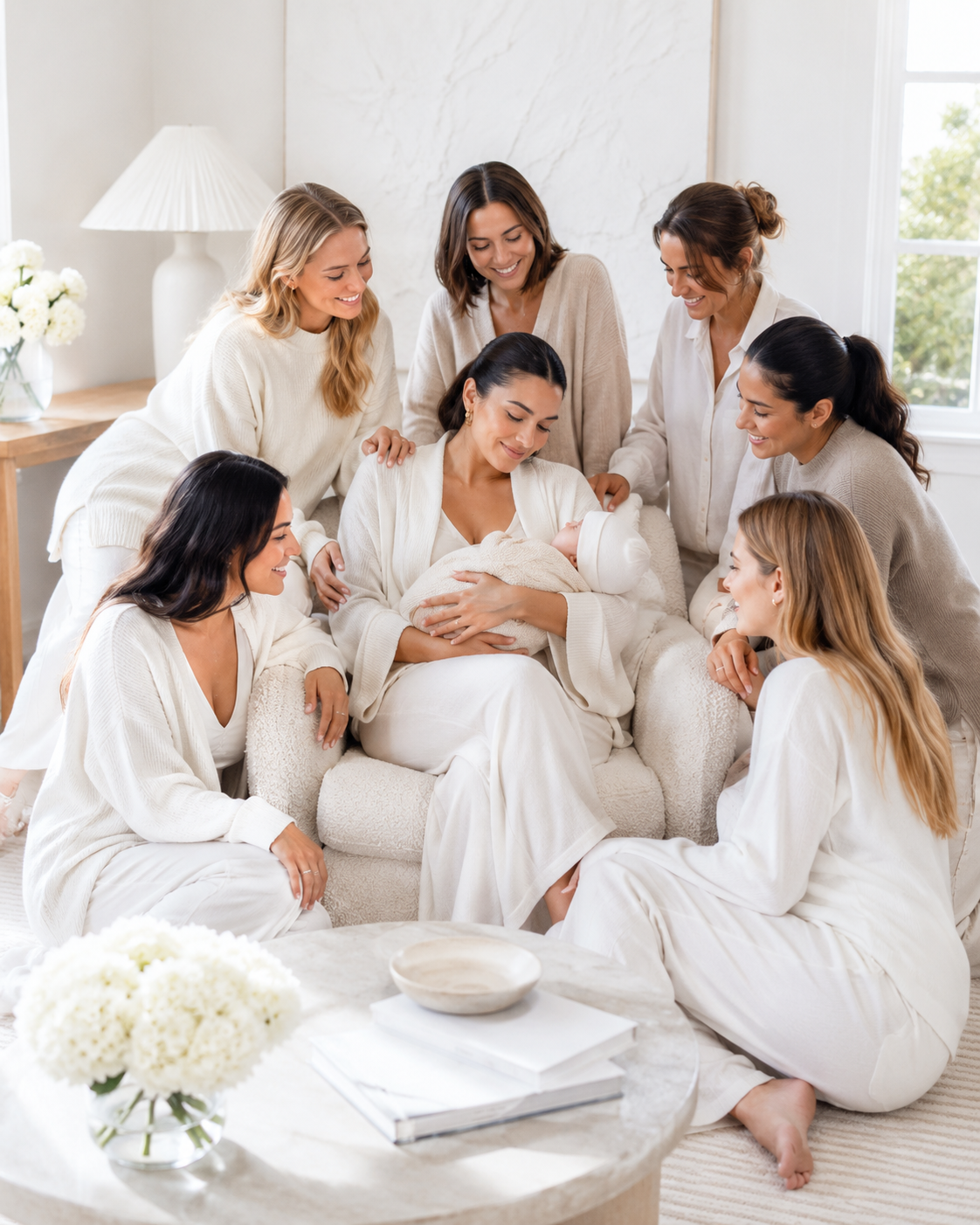 A new mother surrounded by her circle of support